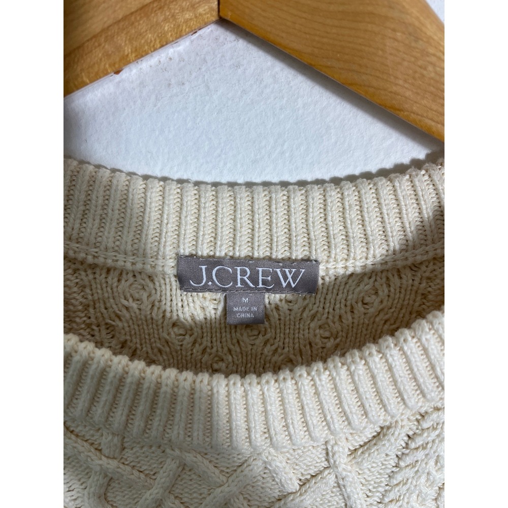 J. CREW Cotton Cable Knit Crewneck Fisherman Sweater BM302 - Picture 9 of 12